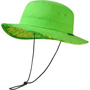 Unisex Green Western Wide Brim Boonie with Chin Strap Hiking Classic Cowboy Hat